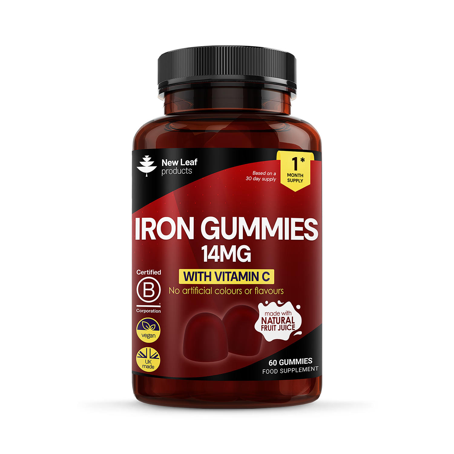 New Leaf Products iron gummies with Vitamin C 60 count, UK version