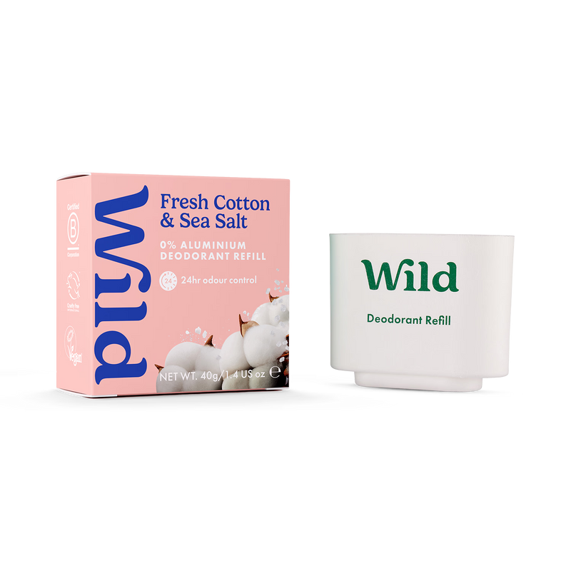 WILD deodorant refill Fresh Cotton & Sea Salt 40g, UK version