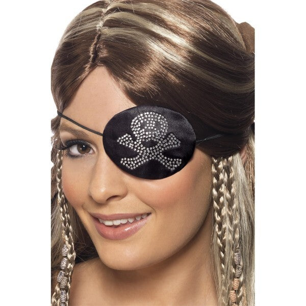 Smiffys pirate eyepatch with diamante motif, imported from the UK