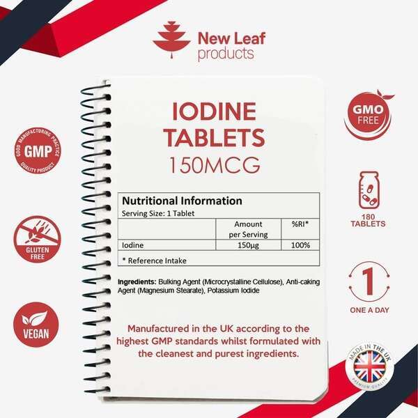 New Leaf Iodine Tablets 150mcg Vegan Thyroid Support GOODS Superdrug   