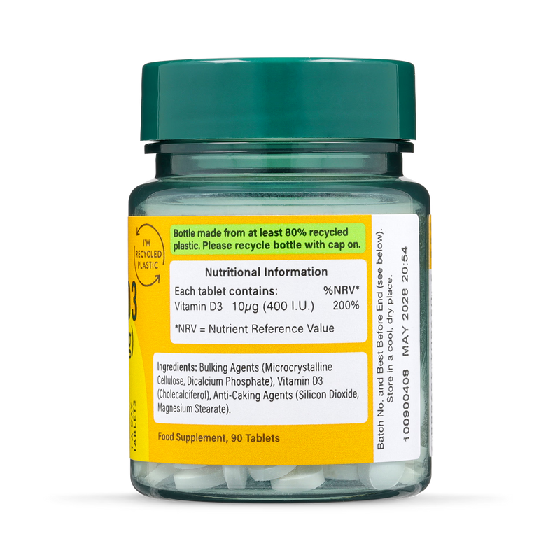 Holland & Barrett Vitamin D3 400IU 90 Tablets, UK version