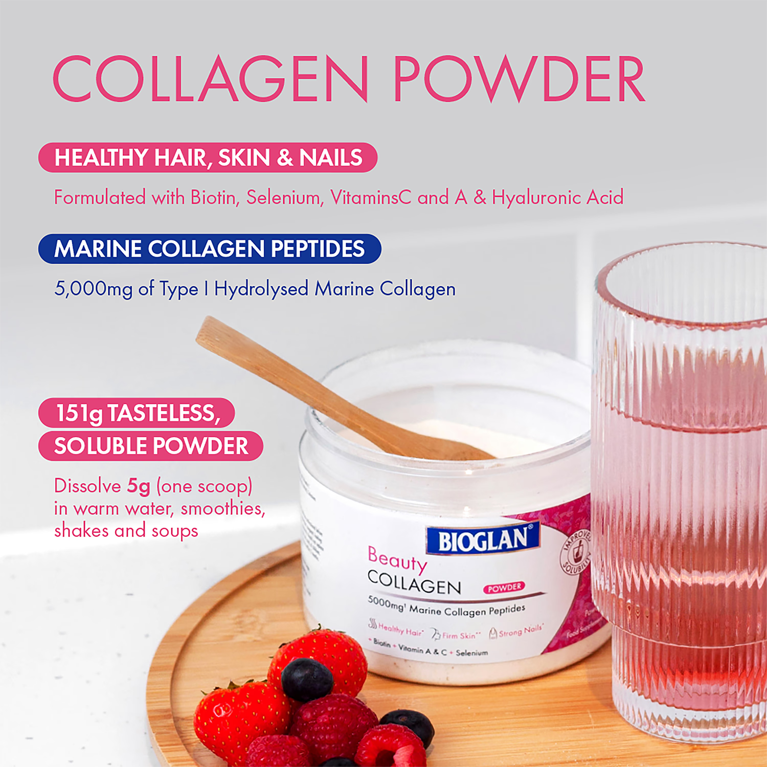 Bioglan Beauty Collagen Powder 151g - British product