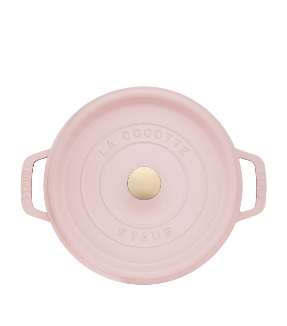 Staub round cocotte 24cm rosy pink - British product