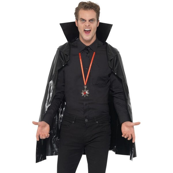 Smiffys black PVC vampire cape 114 cm, imported from the UK
