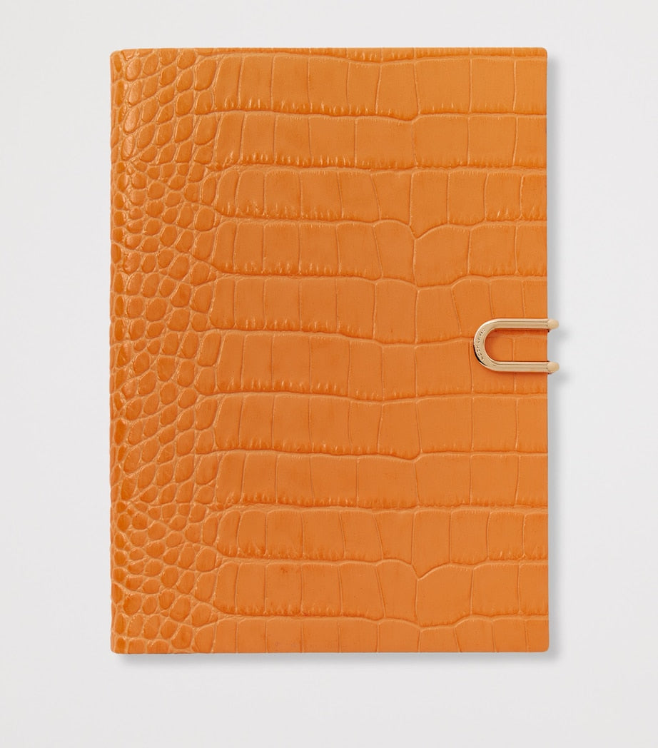 Smythson Mara leather croc-embossed notebook 20cm, imported from the UK
