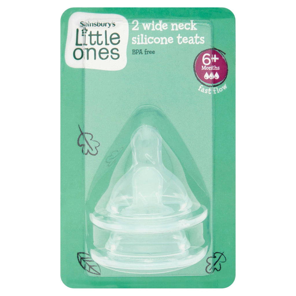 Sainsbury's Little Ones 2 Wide Neck Silicone Teats 6+ Months