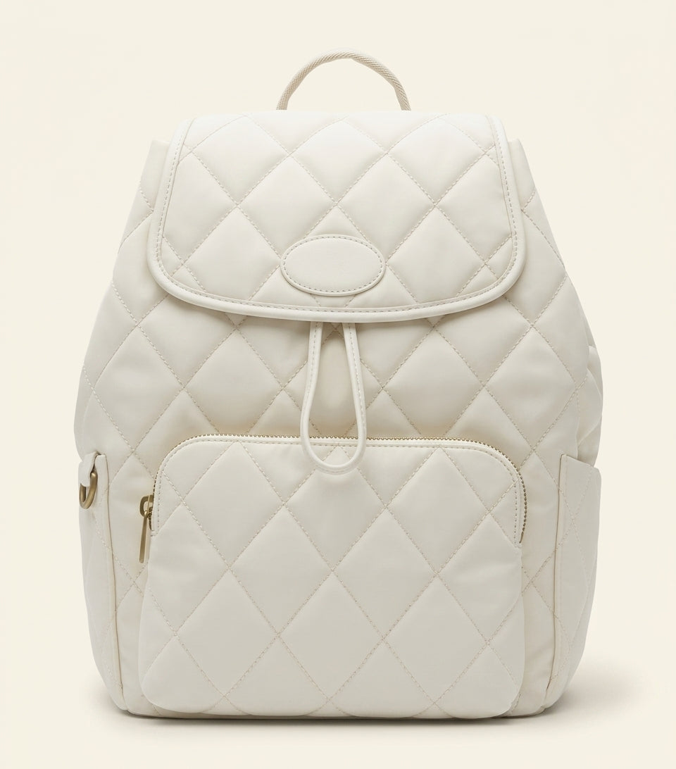 Burberry quilted horseshoe backpack with check straps, UK version