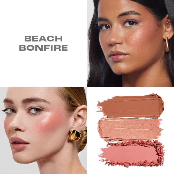 Morphe Cheek Thrills multi-finish face trio Beach Bonfire, imported from the UK