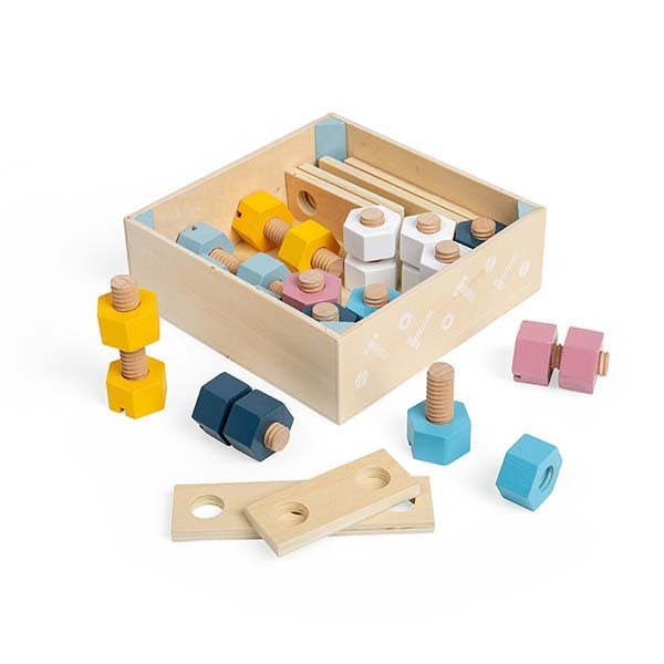 Bigjigs Toys Crate of Woden Nuts and Bolts GOODS Superdrug   