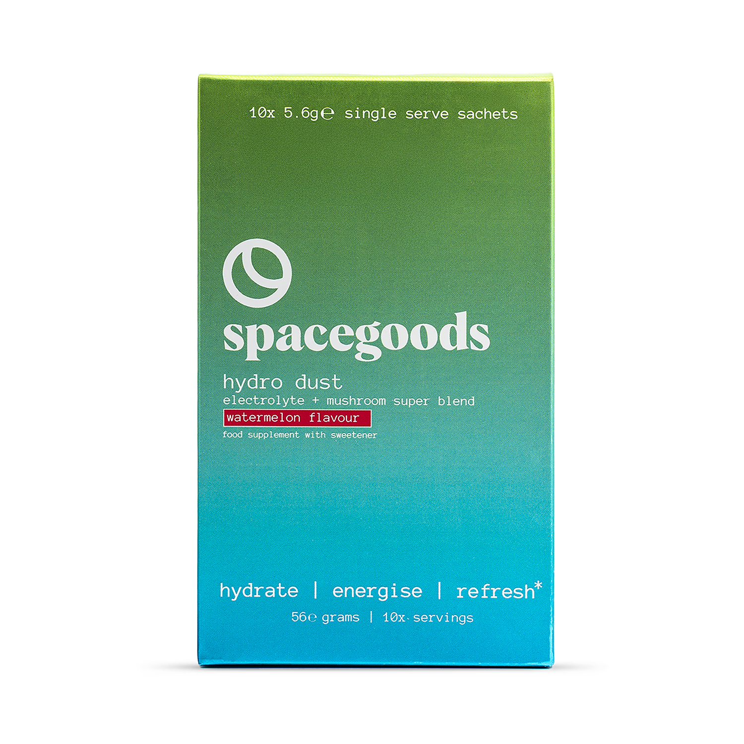 Spacegoods Hydro Dust electrolyte powder watermelon flavour 10 sachets - British product