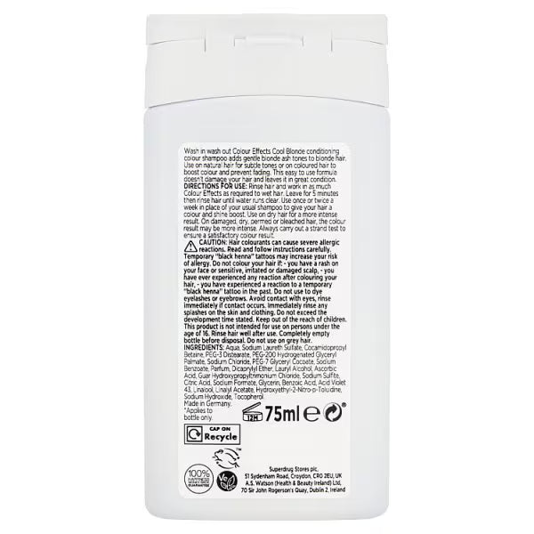 Superdrug Colour Effects Cool Blonde toner 75ml (British brand)