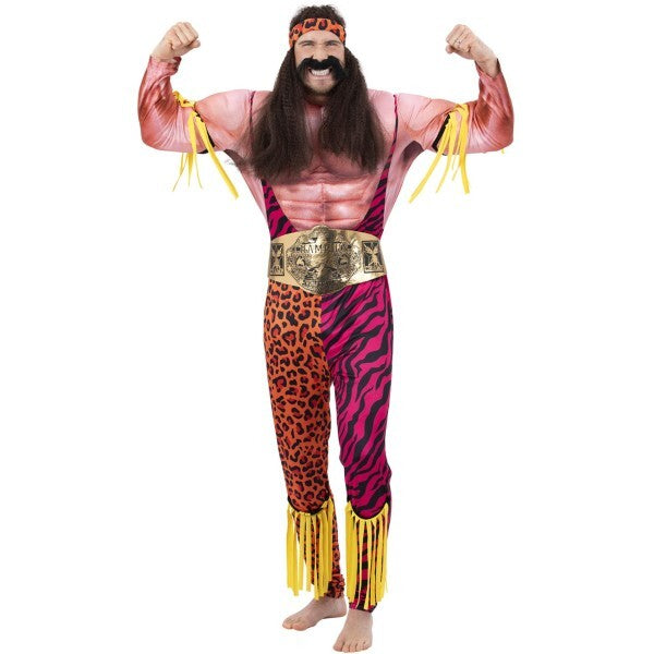 Smiffys deluxe wrestler costume with muscle chest and headband - British product