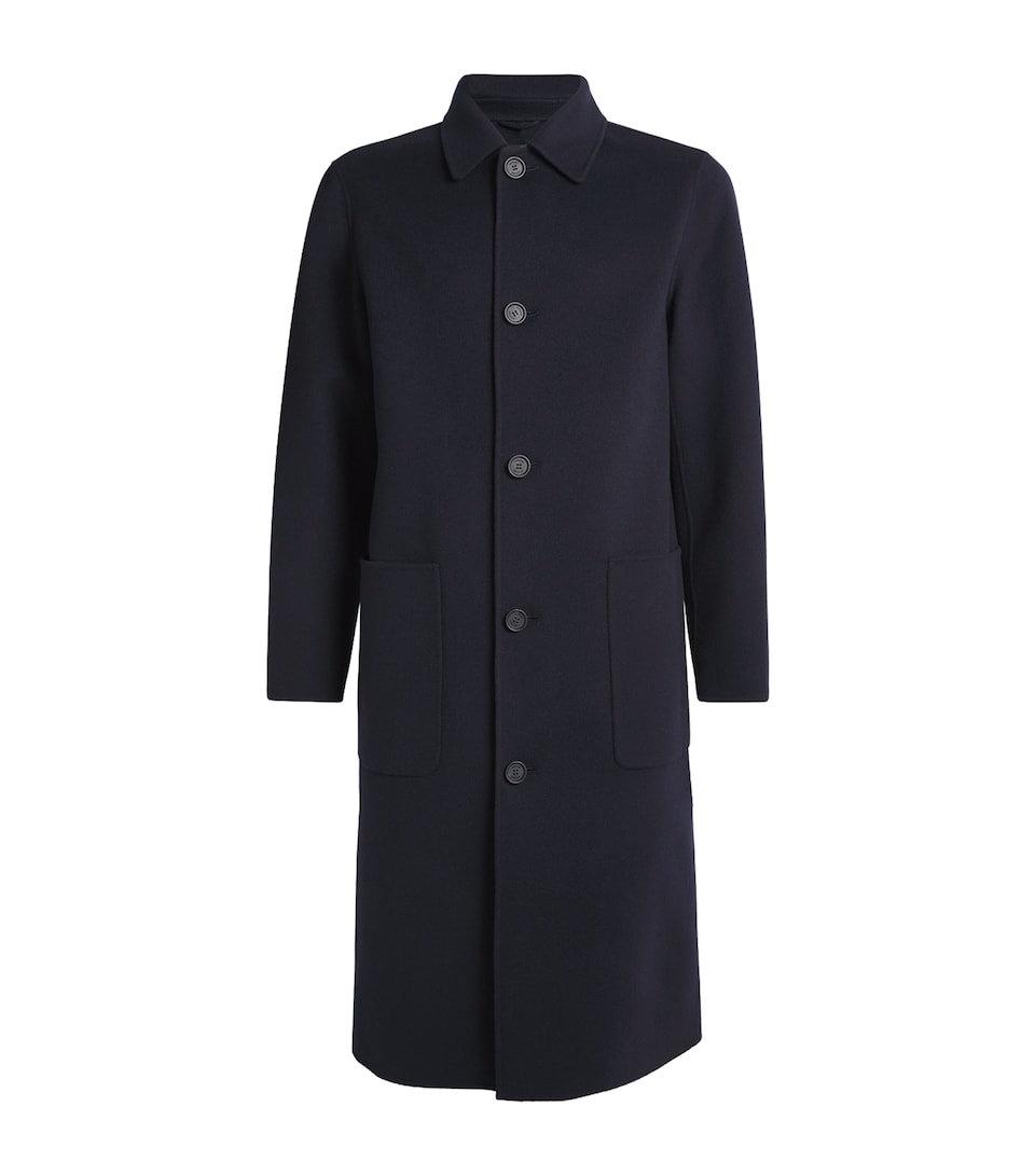 Regular Fit Virgin Wool Overcoat with Notched Lapels