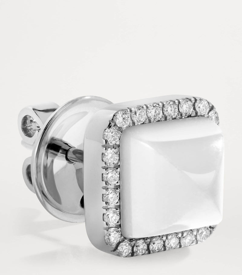 MARLI New York diamond agate pyramid earrings 18kt white gold, UK version