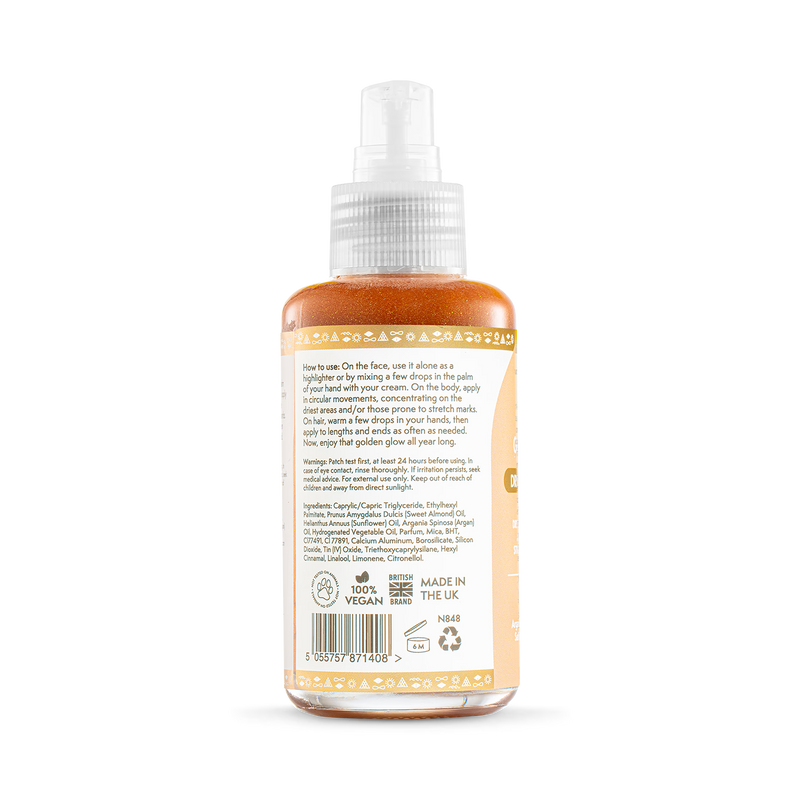 Nature Spell Go For Gold shimmering oil 100ml, imported from the UK