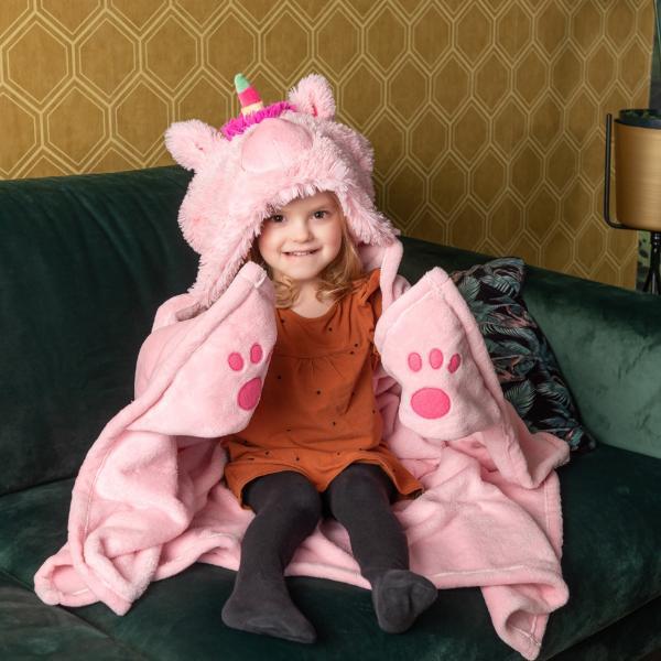 Cozy Noxxiez unicorn hooded blanket super soft fleece 130x100cm (British brand)