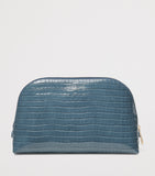 Aspinal of London large leather croc-embossed cosmetic case - British product