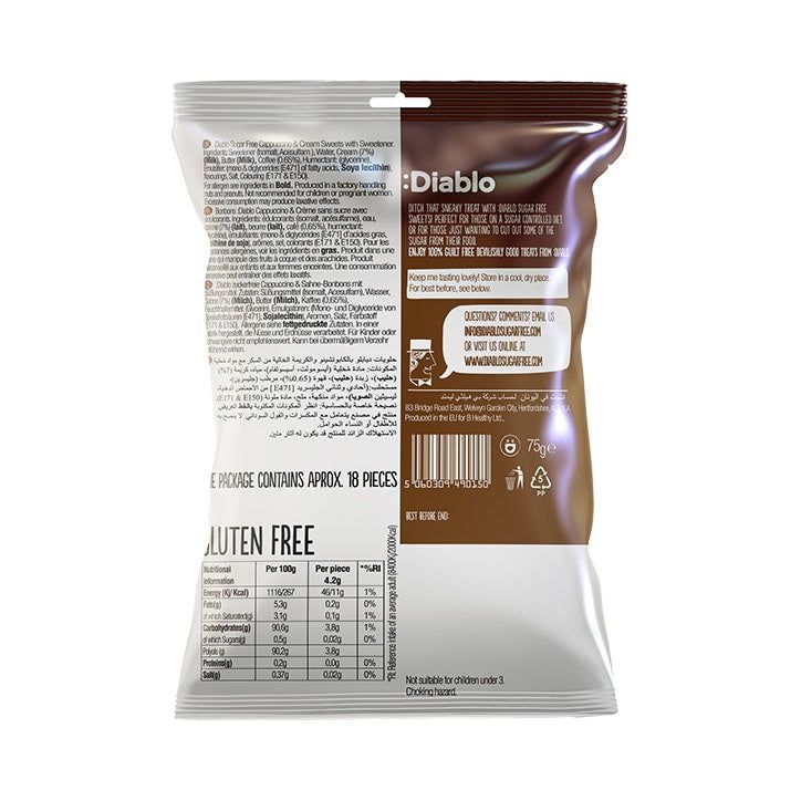 Diablo Zuckerfreie Erdbeer- und Sahnebonbons 75g
