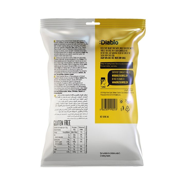 Diablo Zuckerfreie Erdbeer- und Sahnebonbons 75g Cappuccino und Sahne
