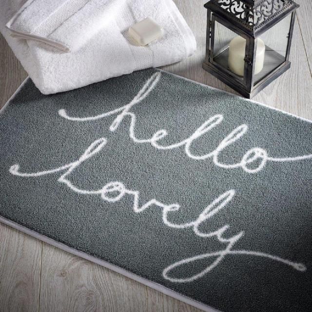 Dip &amp;amp; Drip Grey &amp;amp; White Hello Lovely Bathmat