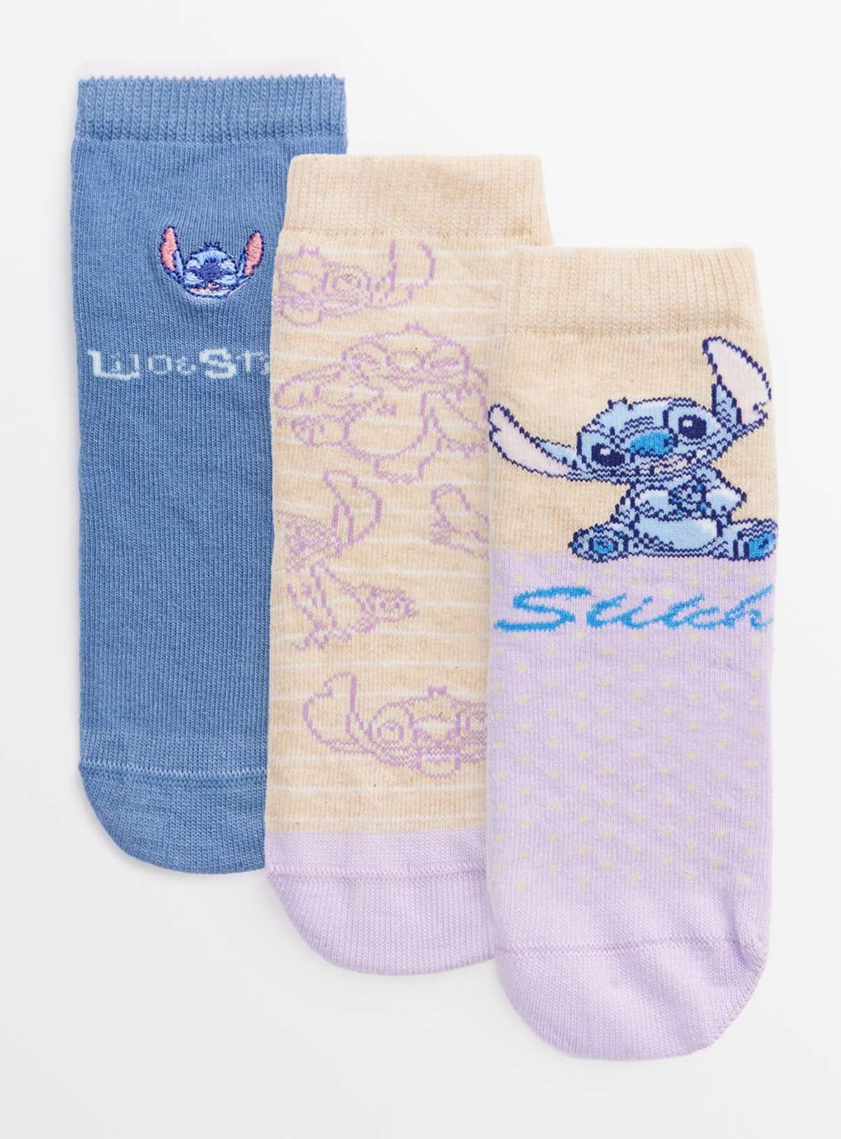 Disney Lilo &amp;amp; Stitch Ankle Socks 3 Pack 3-5.5