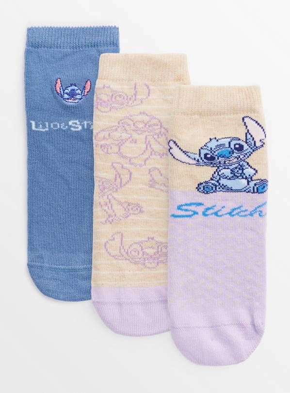 Disney Lilo &amp;amp; Stitch Ankle Socks 3 Pack 6-8.5