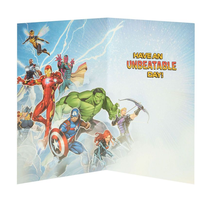 Disney Marvel Avengers Son Birthday Card with Badge