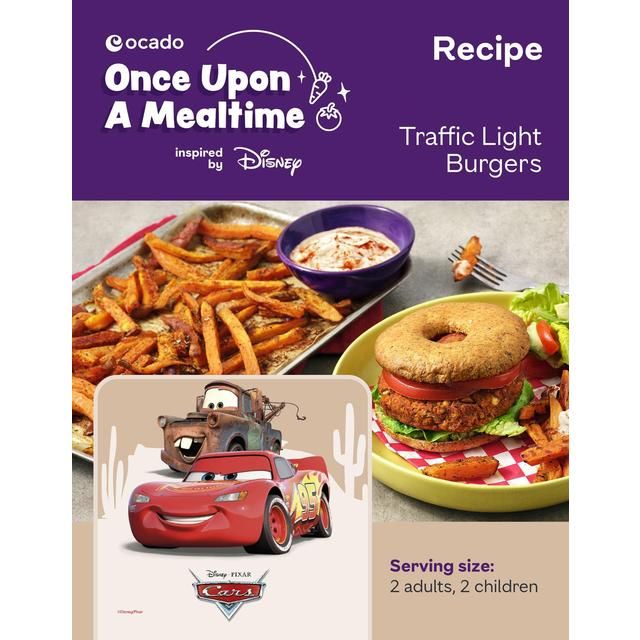 Disney's Cars-themed Burger & Fries Recipe Card