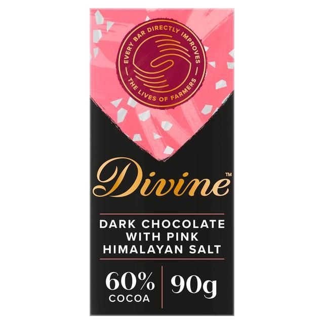 Divine 60% Dark Chocolate Pink Himalayan Salt   90g