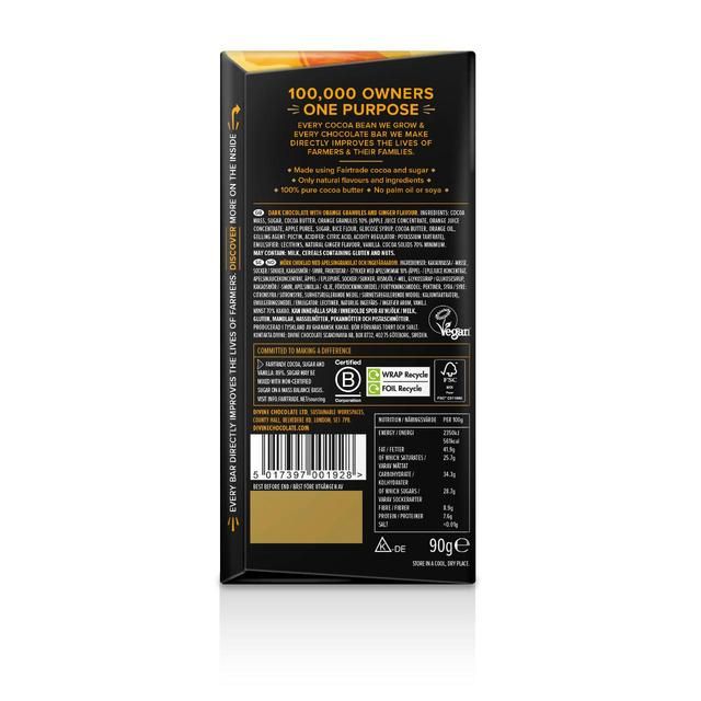 Divine 70% Dark Chocolate with Ginger &amp;amp; Orange   90g