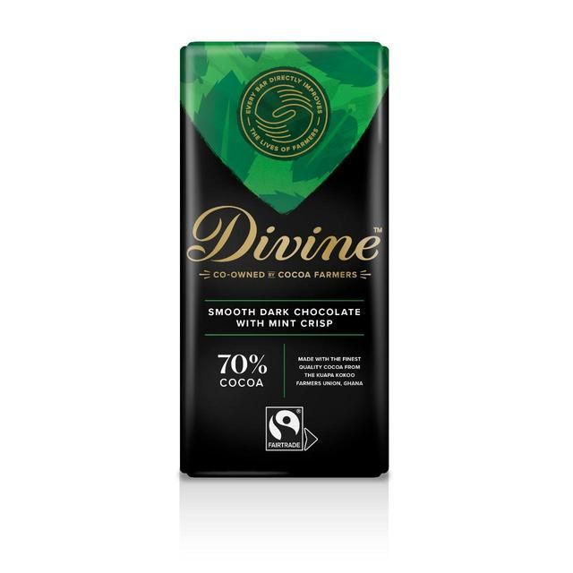 Divine 70% Dark Chocolate with Mint Crisp   90g