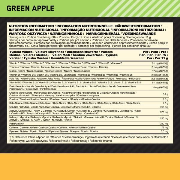 DNR Optimum Nutrition Pre-Workout Green Apple