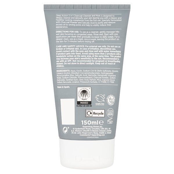 DNR Superdrug Deep Action Charcoal Cleanser 150ml