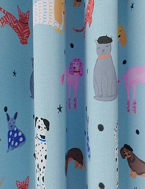 Dogs Eyelet Blackout Kids' Curtains - Multi, W117Cm Drop 137Cm