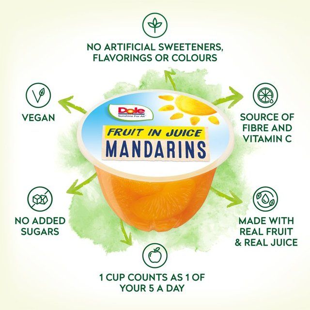 Dole Mandarins In Juice Fruit Pots Multipack   4 x 113g