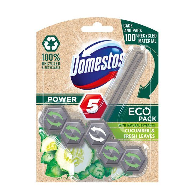 Domestos Toilet Rim Block Power 5 EcoBlock Cucumber & Fresh Leaves