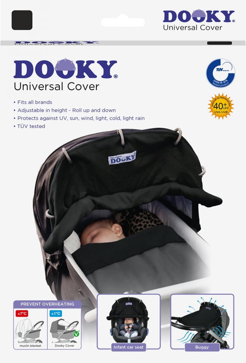 Dooky universal sun shade plain black, imported from the UK