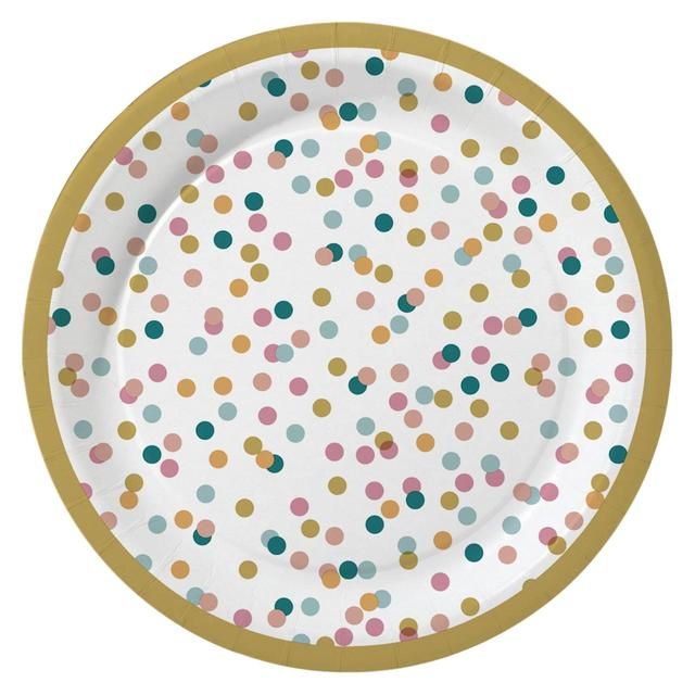 Dots Recyclable Paper Plates, 22cm