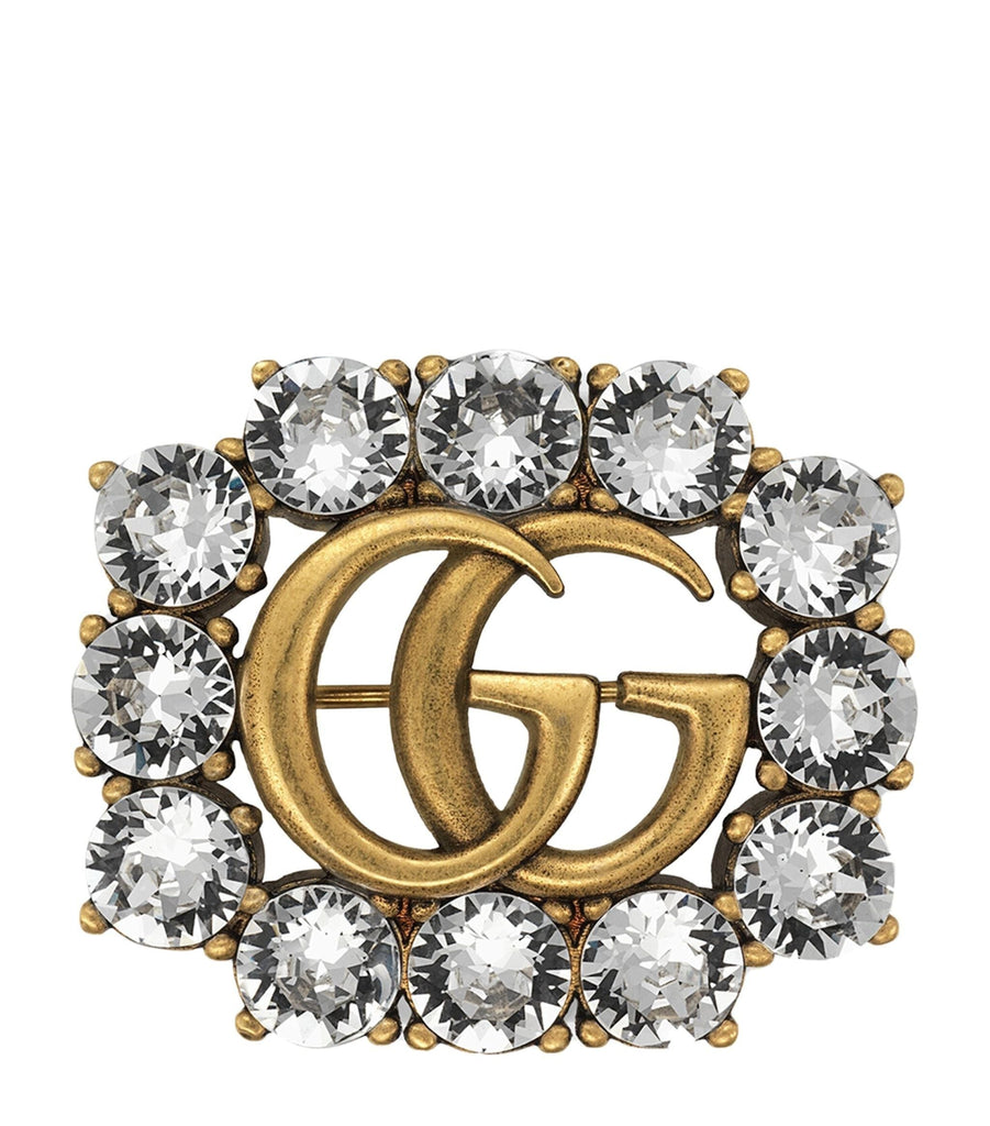 Double G Brooch with Crystals