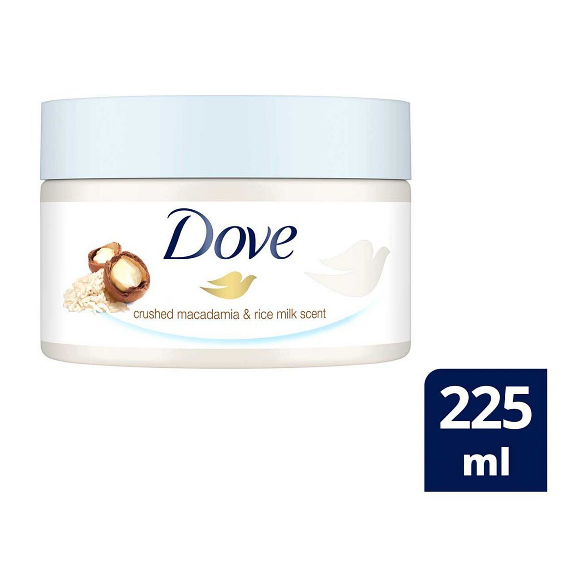 Dove Crushed Macadamia &amp;amp; Rice Milk Body Scrub 225 ml