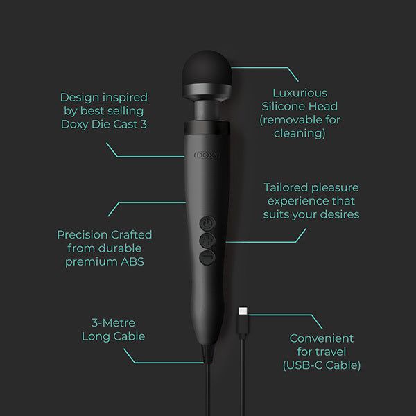 Doxy 3 USB-C - Matte Black Vibrating Wand Massager