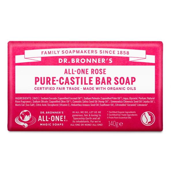 Dr Bronner Organic Rose Soap Bar - 140g