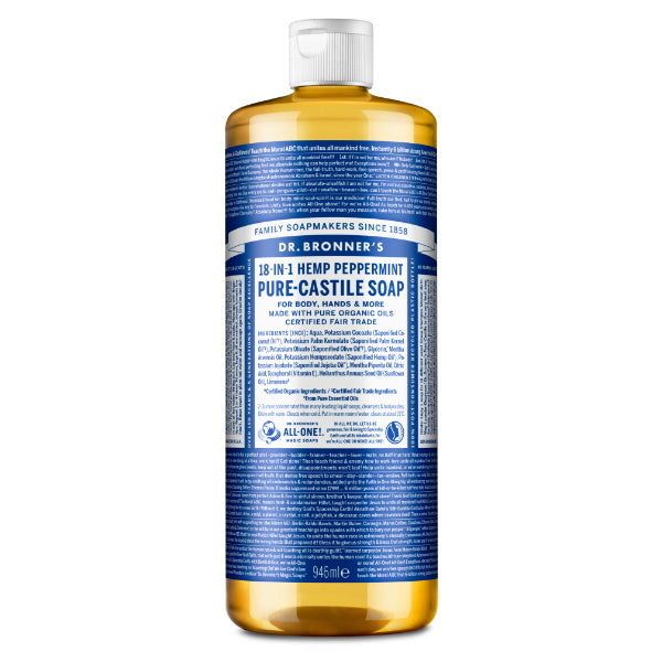 Dr Bronner Peppermint Castile Liquid Soap - 946ml