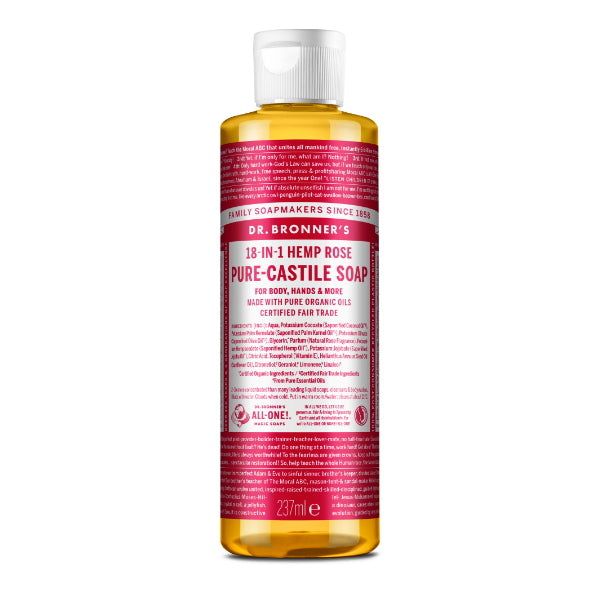 Dr Bronner Rose Castile Liquid Soap - 237ml