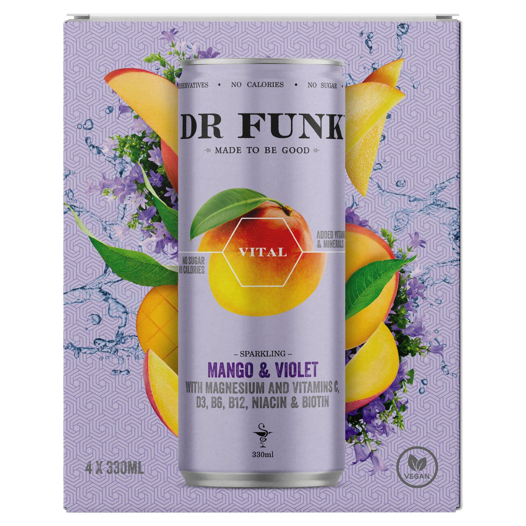 Dr Funk Vital Sparkling Mango & Violet 4x330ml