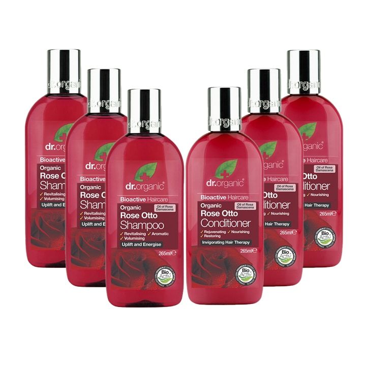 Dr Organic Rose Otto Shampoo &amp;amp; Conditioner Bundle 6 x 265ml