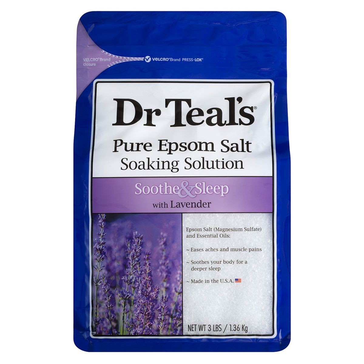 Dr Teal's Pure Epsom Salt Soaking Solution Soothe &amp;amp; Sleep with Lavender  1.36kg