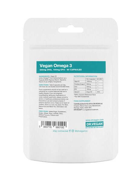 DR.VEGAN Vegan Omega 3 | 30 Day Supply | 2 Softgels Per Day