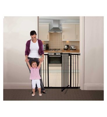 DreamBaby Liberty Xtra Tall Xtra Wide Hallway Metal Safety Gate (Fits Gap 99 - 105.5cm) - Black - Pressure Mounted