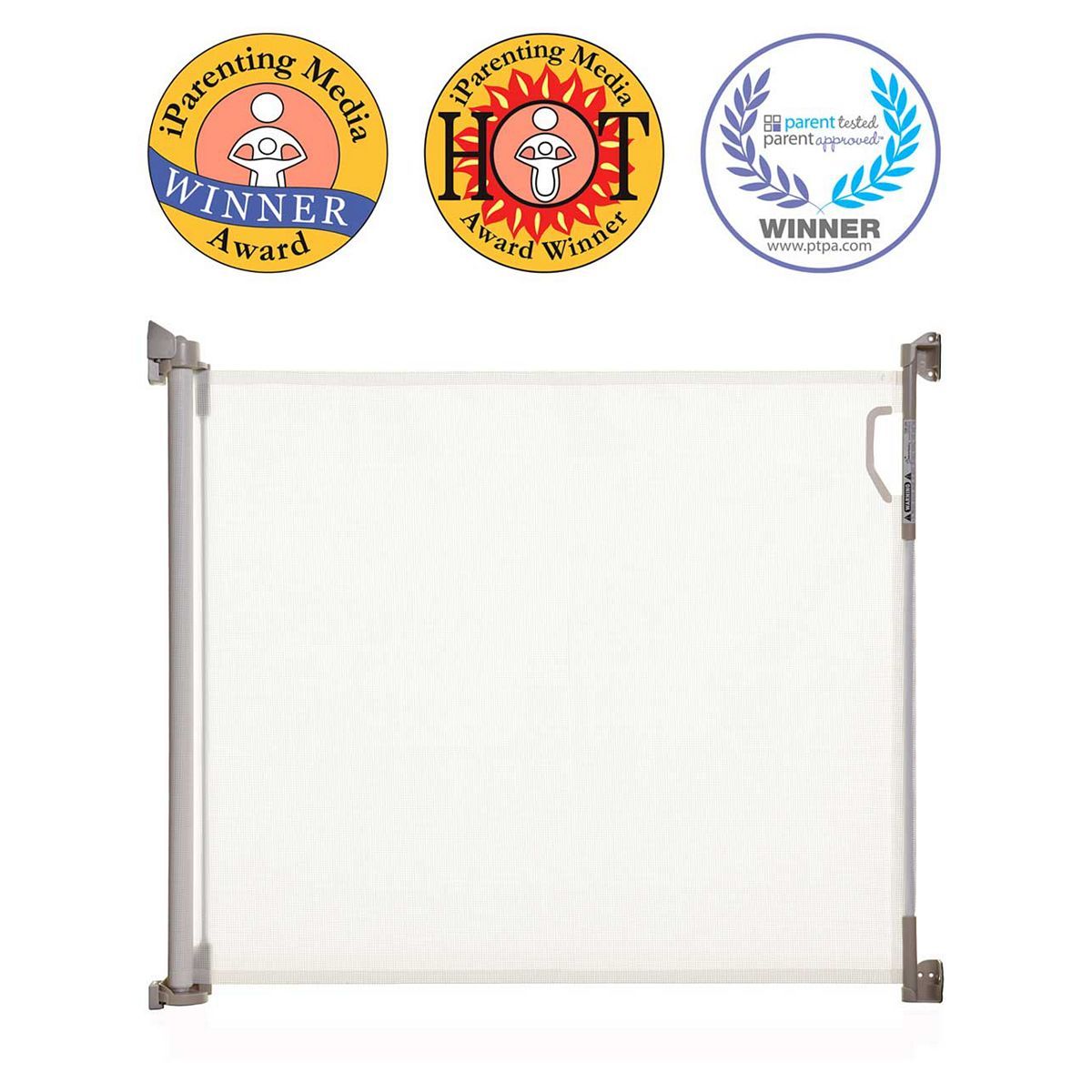 DreamBaby Retractable Relocatable Mesh Safety Gate - White (Fits Gaps 0-140cm) Hardware Mounted